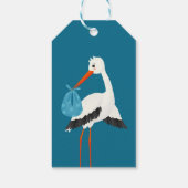 ビー素朴&バタフライボーイベビーシャワー付きコウノトリ ギフトタグ (裏面)