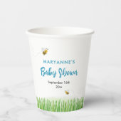 ビー素朴&バタフライボーイベビーシャワー付きコウノトリ 紙コップ (正面)