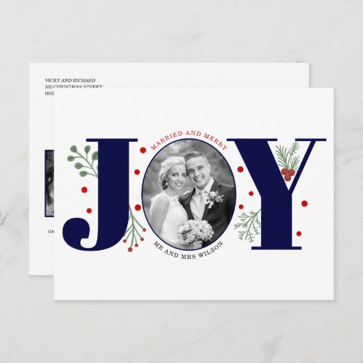 ビー結婚したビーメリービーのクリスマスの休日の写真 ポストカード (正面/裏面)