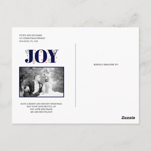 ビー結婚したビーメリービーのクリスマスの休日の写真 ポストカード (裏面)