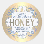 ビー華美と花ハニーラベル付き金ゴールド枠 ラウンドシール (正面)