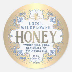ビー華美と花ハニーラベル付き金ゴールド枠 ラウンドシール