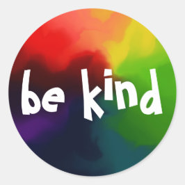 ビー親切なタイポグラフィレインボーネブラフルードアート ラウンドシール