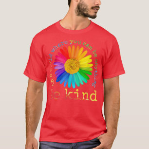 ビー親切なデイジーフラワーレインボーLGBTゲイレズビアンバード Tシャツ