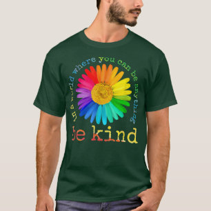 ビー親切なデイジーフラワーレインボーLGBTゲイレズビアンバード Tシャツ
