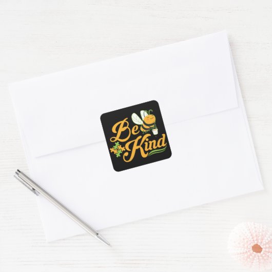 ビー親切な自閉症認識自閉症スーパーヒーロー スクエアシール (封筒)