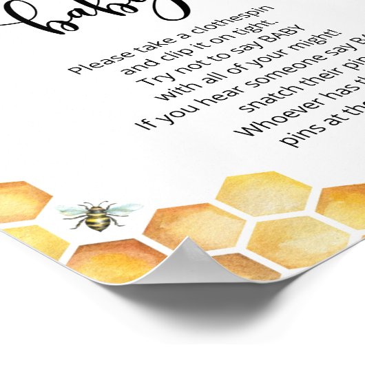 ビー言わないベビー赤ちゃんシャワーゲーム ポスター (角)