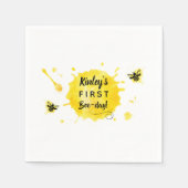 ビー誕生日パーティービー日水色の黄色のミツバチ スタンダードカクテルナプキン (正面)