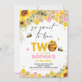 ビー誕生日ヒマワリ蜂の誕生パーティー 招待状 (正面)