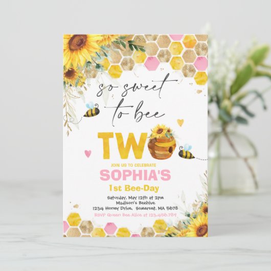 ビー誕生日ヒマワリ蜂の誕生パーティー 招待状 (スタンド正面)