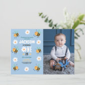 ビー誕生日フォトパーティーデイジーブルーボーイズ 招待状 (スタンド正面)