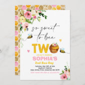 ビー誕生日招待状ハニービーバースデーパーティー 招待状 (正面/裏面)