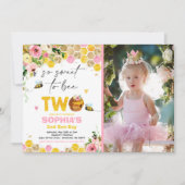 ビー誕生日招待状ハニービーバースデーパーティー 招待状 (正面)