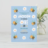 ビー誕生日招待状パーティーデイジーブルーボーイズ 招待状 (スタンド正面)