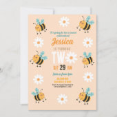 ビー誕生日招待状パーティーフラワーデイジー2 2 招待状 (正面)