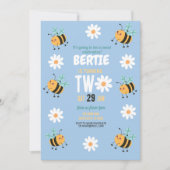 ビー誕生日招待状パーティーブルーデイジー2 2 招待状 (正面)