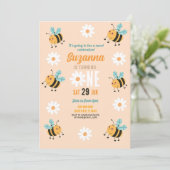 ビー誕生日招待状パーティー花デイジー昆虫 招待状 (スタンド正面)