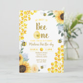 ビー誕生日招待状ファーストビーデイ招待状 招待状 (スタンド正面)