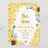 ビー誕生日招待状ファーストビーデイ招待状 招待状 (正面/裏面)