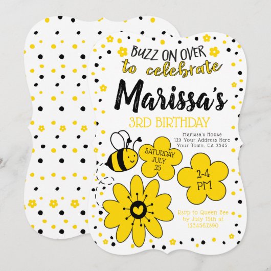 ビー誕生日 招待状 (正面/裏面)