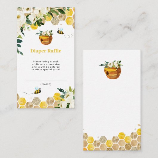 ビー赤ちゃんシャワーおむつラッフルエンクロージャカード エンクロージャーカード (正面/裏面)