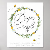 ビー赤ちゃんシャワーおむつラッフルサイン ポスター (正面)