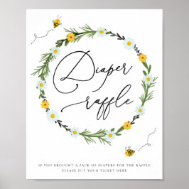 ビー赤ちゃんシャワーおむつラッフルサイン ポスター