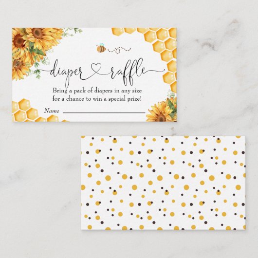 ビー赤ちゃんシャワーおむつラッフル エンクロージャーカード (正面/裏面)