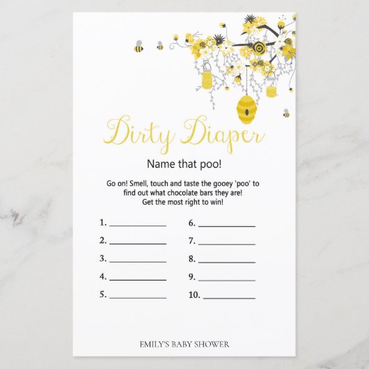 ビー赤ちゃんシャワーゲーム – ダーティおむつ (正面)