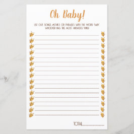 ビー赤ちゃんシャワーゲーム。映画、歌、フレーズ。