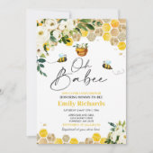 ビー赤ちゃんシャワーピンク男女兼用オ・ベイビー 招待状 (正面)