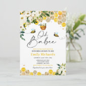 ビー赤ちゃんシャワーピンク男女兼用オ・ベイビー 招待状 (スタンド正面)