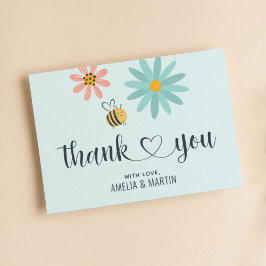 ビー赤ちゃんシャワーライトブルー サンキューカード