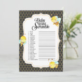 ビー赤ちゃんシャワーワードスクランブルゲーム 招待状 (スタンド正面)