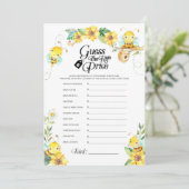 ビー赤ちゃんシャワー価格ゲーム 招待状 (スタンド正面)