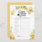 ビー赤ちゃんシャワー価格ゲーム 招待状 (正面/裏面)