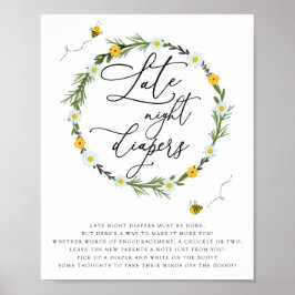 ビー赤ちゃんシャワー夜遅くおむつゲーム。 ポスター