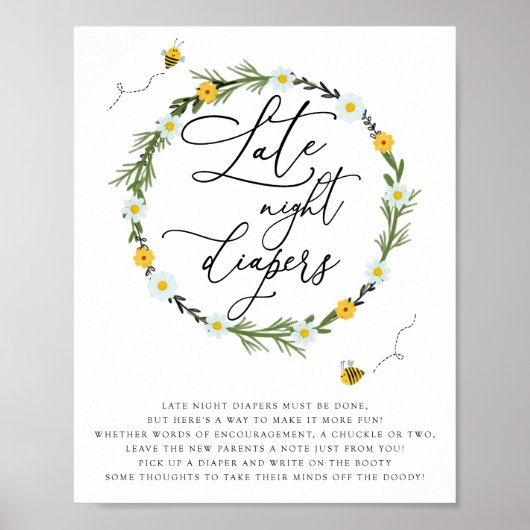 ビー赤ちゃんシャワー夜遅くおむつゲーム。 ポスター (正面)