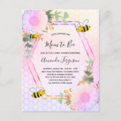 ビー赤ちゃんシャワー女の子フローラ緑のママbee インビテーションポストカード (正面)