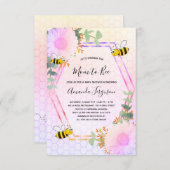 ビー赤ちゃんシャワー女の子フローラ緑のママbee 招待状 (正面/裏面)