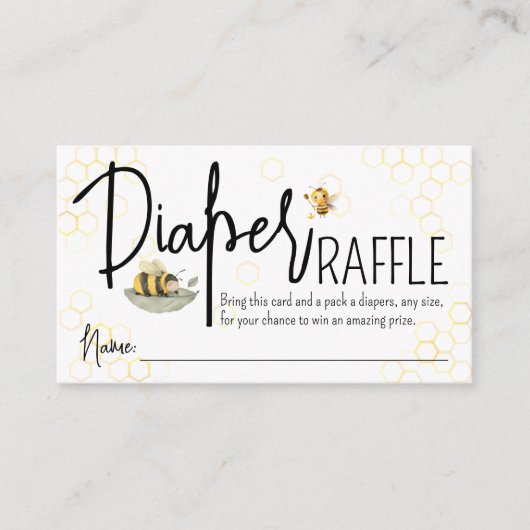 ビー赤ちゃんシャワー男の子または女の子の甘おむつラッフル エンクロージャーカード (正面)