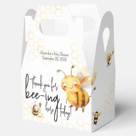 ビー赤ちゃんシャワー男の子または女の子タイポグラフィありがとう フェイバーボックス (オープン)