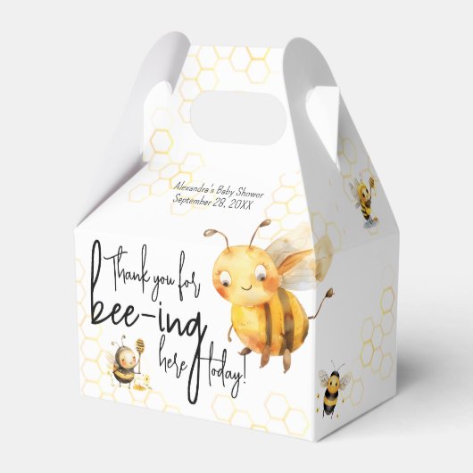 ビー赤ちゃんシャワー男の子または女の子タイポグラフィありがとう フェイバーボックス (正面サイド)