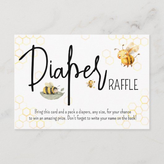 ビー赤ちゃんシャワー男女兼用甘おむつラッフル エンクロージャーカード (正面)