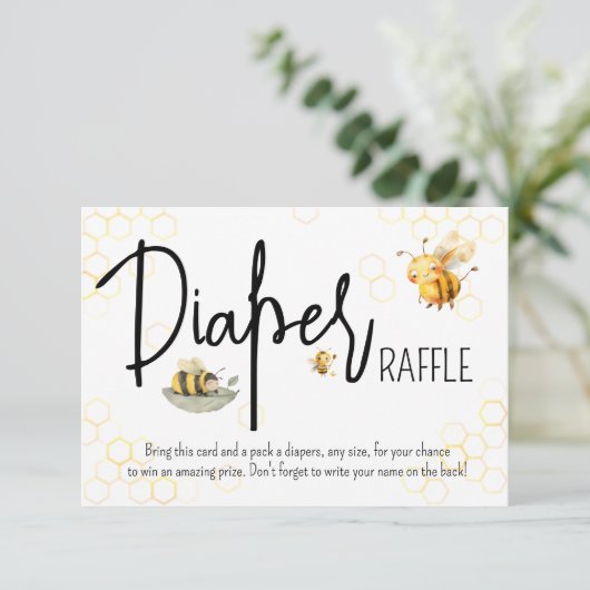 ビー赤ちゃんシャワー男女兼用甘おむつラッフル エンクロージャーカード (スタンド正面)