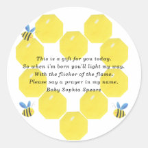 ビー赤ちゃんシャワー – 祈りの言葉キャンドルラベル