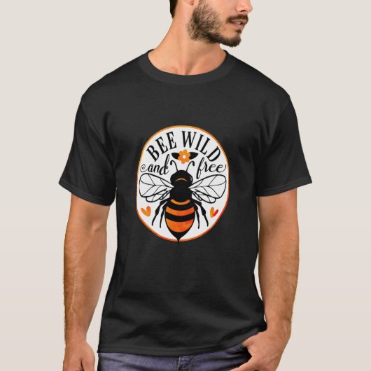 ビー野生と無料の養蜂家はちみつ蜂 Tシャツ (正面)