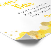 ビー金ゴールドフローラベビーシャワーミモザバー標識 ポスター (角)