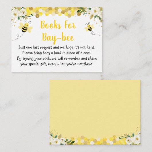 ビー金ゴールドフローラ赤ちゃんシャワー予約リクエスト エンクロージャーカード (正面/裏面)