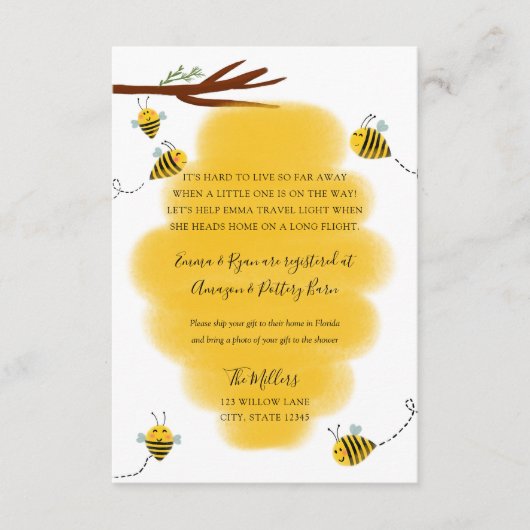 ビー長距離ベビーシャワーインサート エンクロージャーカード (正面)